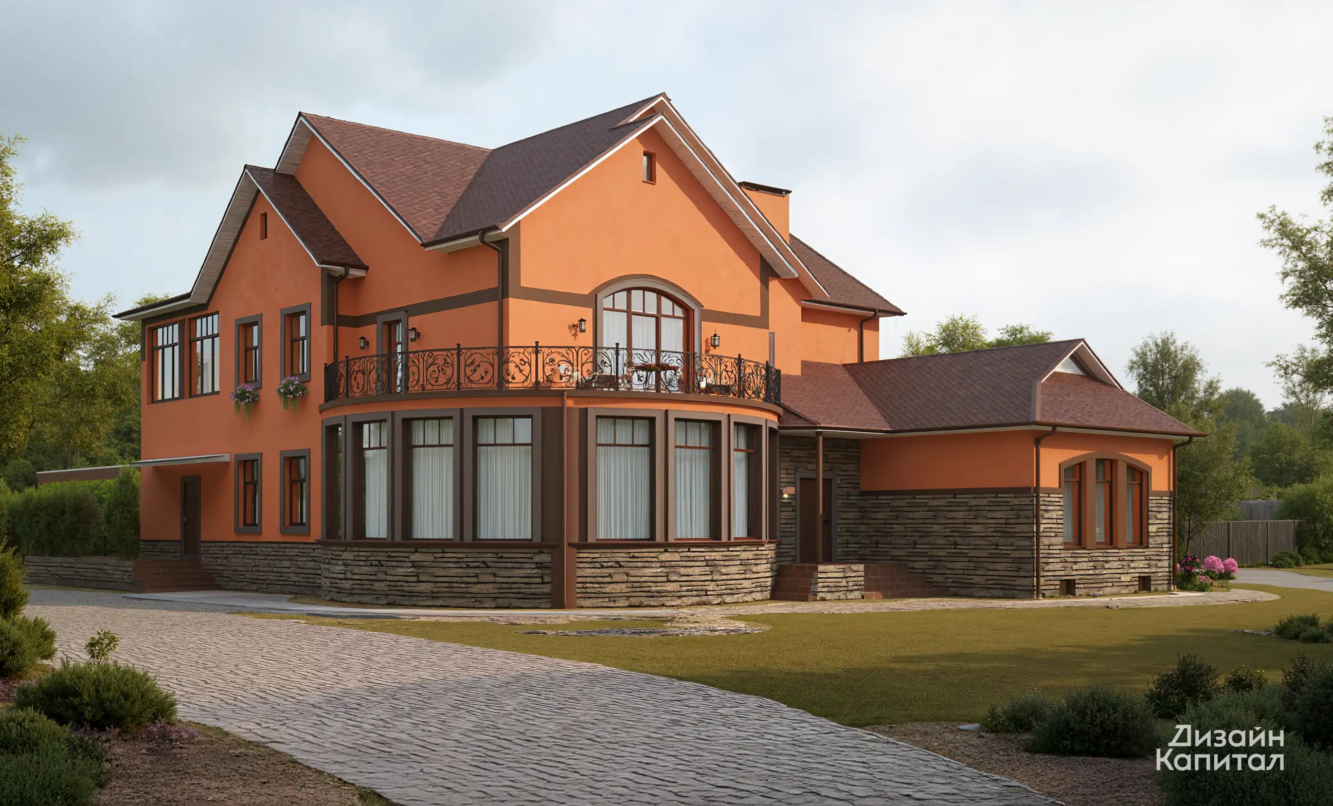 Orange colored house facade